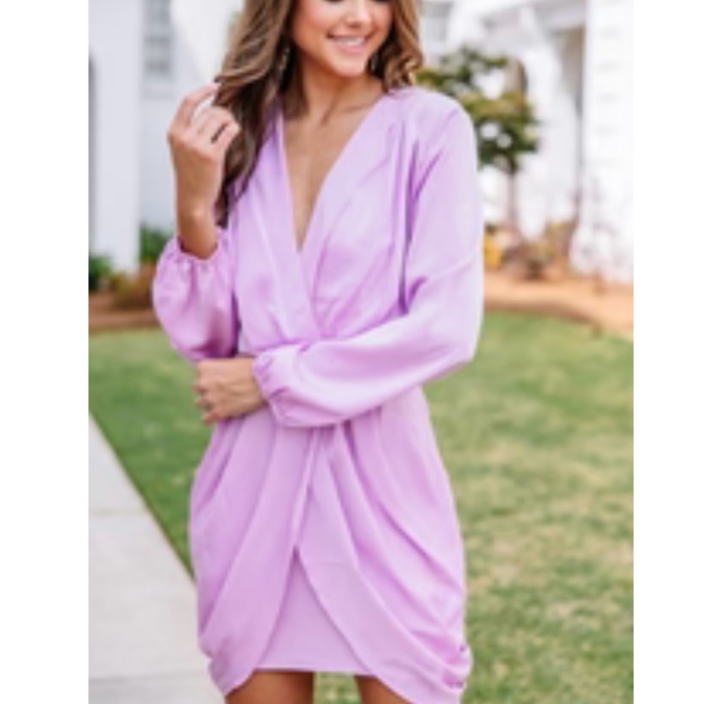 NEW Elegant Orchid Pink Satin Dress